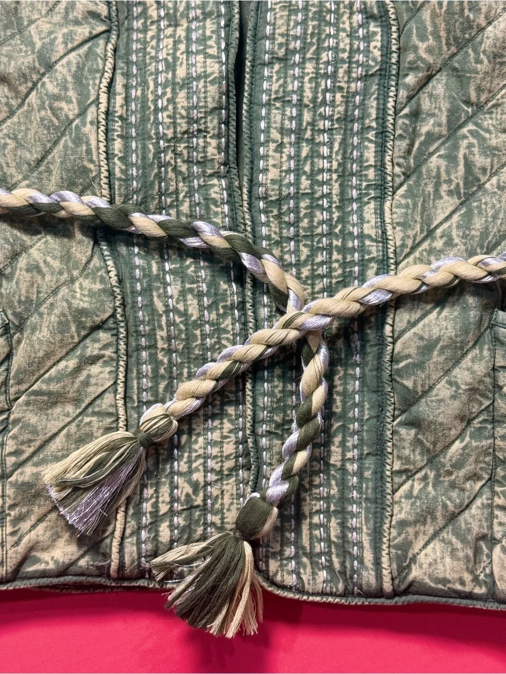 Free People x Llani Rare Quilted Oversized Vest in Olive Green Large NWT